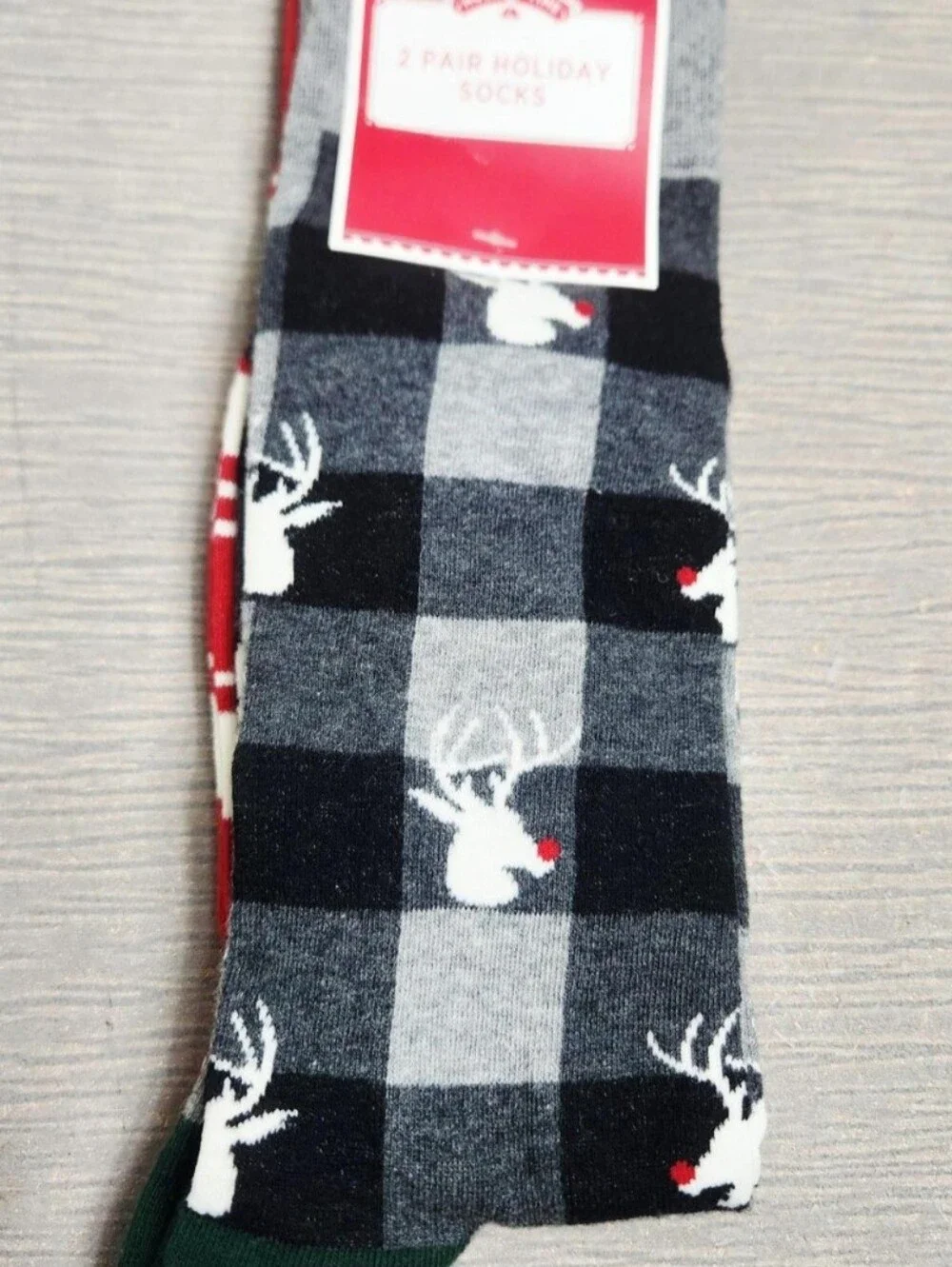 NEW Holiday Time 2 Pack Socks Shoe Size 6-12 Christmas Reindeer Candy Festive